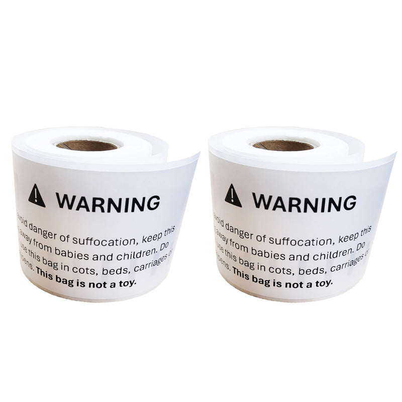 440 Stickers (2 Roll) Suffocation Warning Label - 101mm x 54mm (2.1” x 4”) Poly Bag Packing FBA