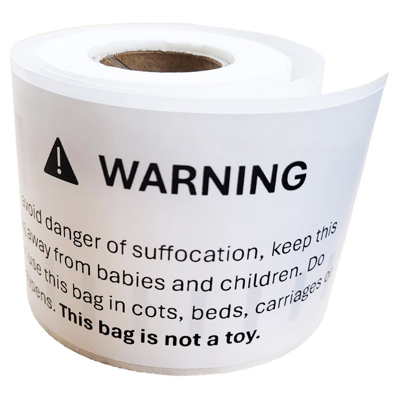 440 Stickers (2 Roll) Suffocation Warning Label - 101mm x 54mm (2.1” x 4”) Poly Bag Packing FBA