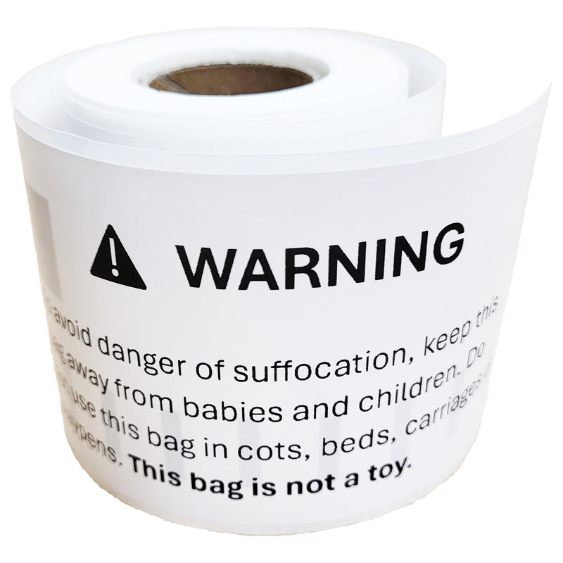 440 Stickers (2 Roll) Suffocation Warning Label - 101mm x 54mm (2.1” x 4”) Poly Bag Packing FBA