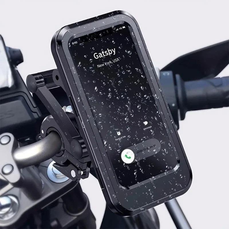 Universal Motorcycle Phone Mount 360° Adjustable Waterproof Bike Holder with Touchscreen Compatible Case