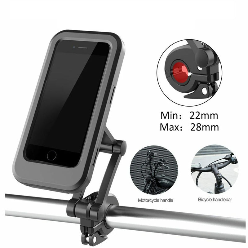 Universal Motorcycle Phone Mount 360° Adjustable Waterproof Bike Holder with Touchscreen Compatible Case