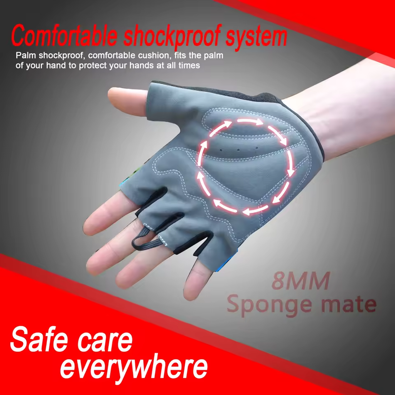 Bike Gloves Bicycle Half Fingers Gloves Cycling Gym Anti Slip MTB Hiking