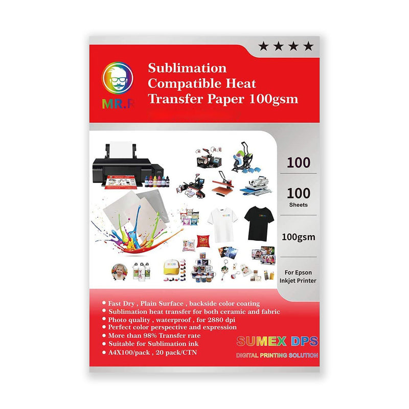 100 Sheets Quality A4 Dye Sublimation Paper Desktop Inkjet Printer Heat Transfer