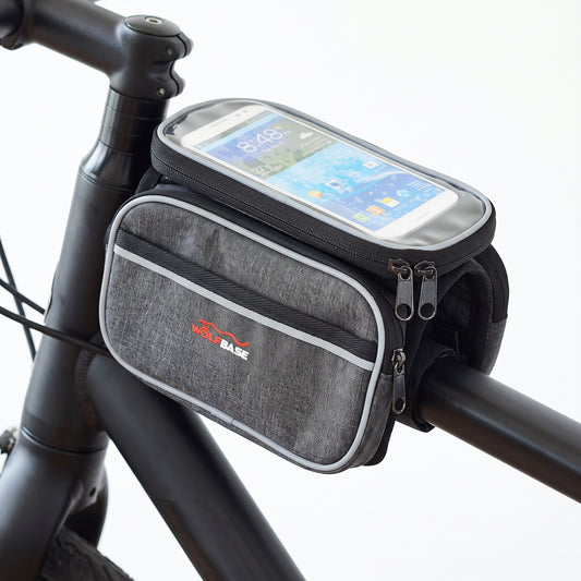 Bike Front Frame Bag Bicycle Tube Double Bag With Phone Holder Side Pouch Pannie
