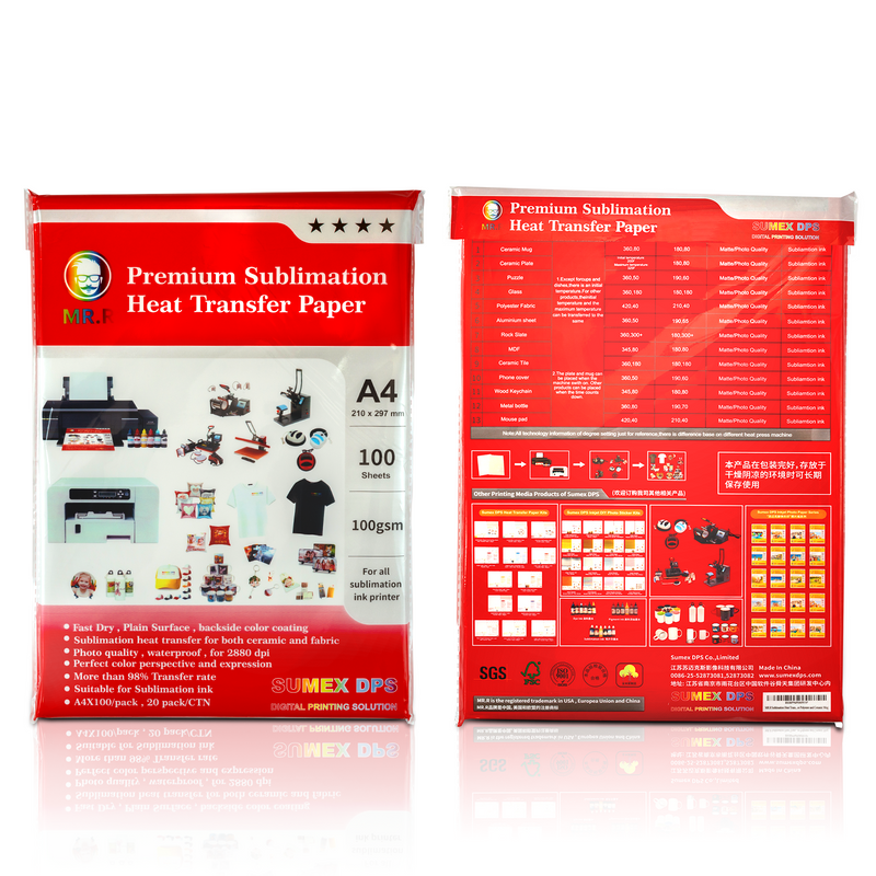 100 Sheets Quality A4 Dye Sublimation Paper Desktop Inkjet Printer Heat Transfer