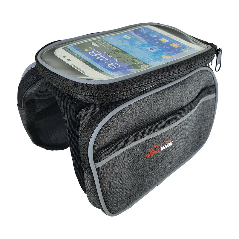 Bike Front Frame Bag Bicycle Tube Double Bag With Phone Holder Side Pouch Pannie