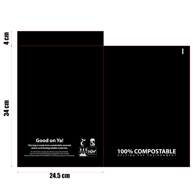 50 Pack Biodegradable Compostable Mailer Bag - 245x340mm