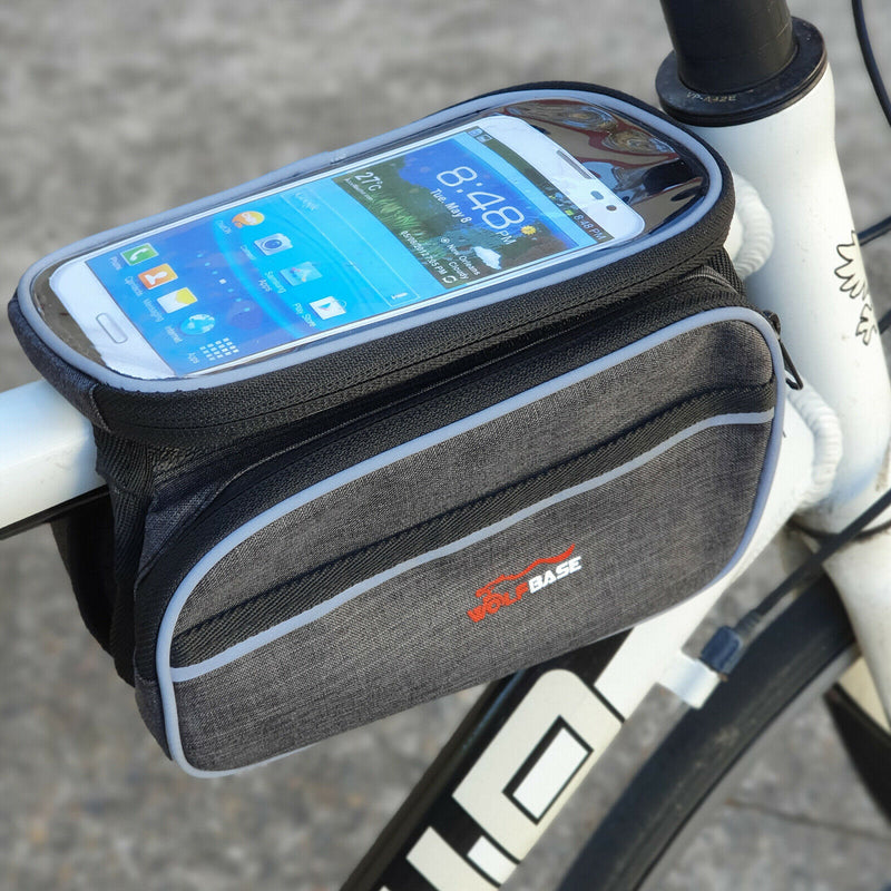 Bike Front Frame Bag Bicycle Tube Double Bag With Phone Holder Side Pouch Pannie